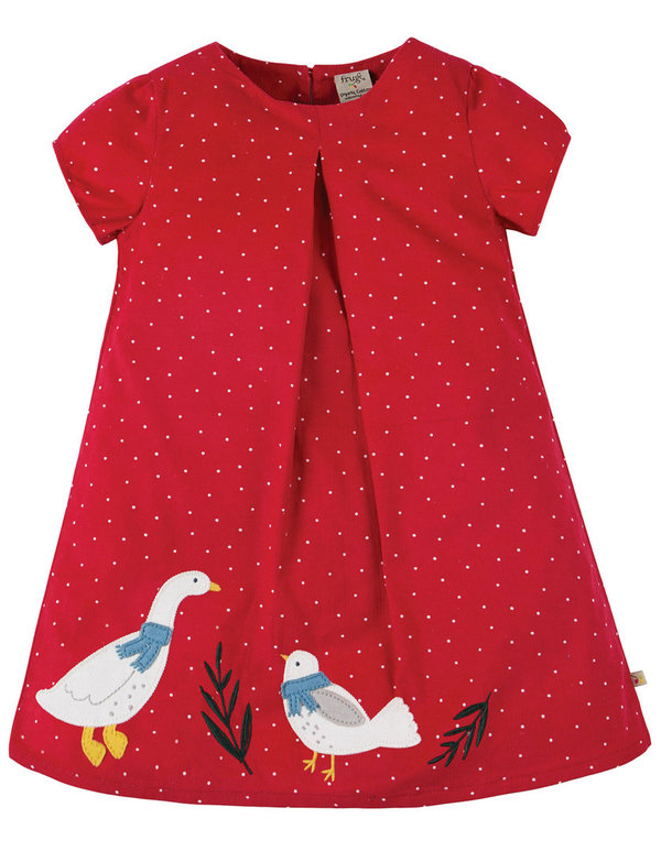Frugi Kleid Holly  in rot mit Gans und Vogel