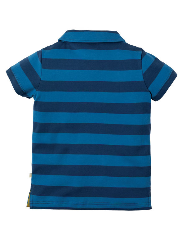 Frugi - Penwith Marine Blue Polo Shirt- mit Krabbe