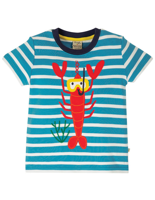 Frugi - T-Shirt Sid Applique Lobster - T-Shirt mit rotem Hummer
