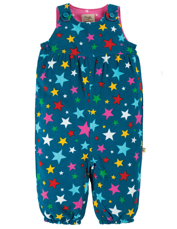 Frugi - Little Willow Cord Dungaree Rainbow Star - Latzhose mit bunten Sternen