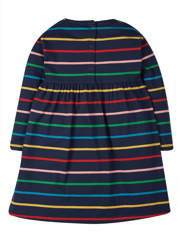 Frugi - Antonia Dress Indigo - Kleid in dunkelblau mit bunten Streifen