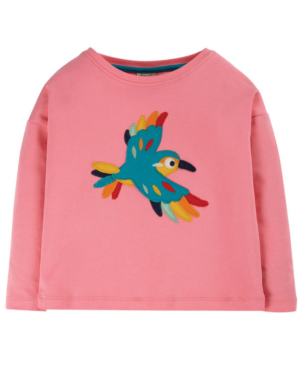 Frugi - Langarmshirt Bethany Boxy Top - Shirt mit Paradiesvogel in pink