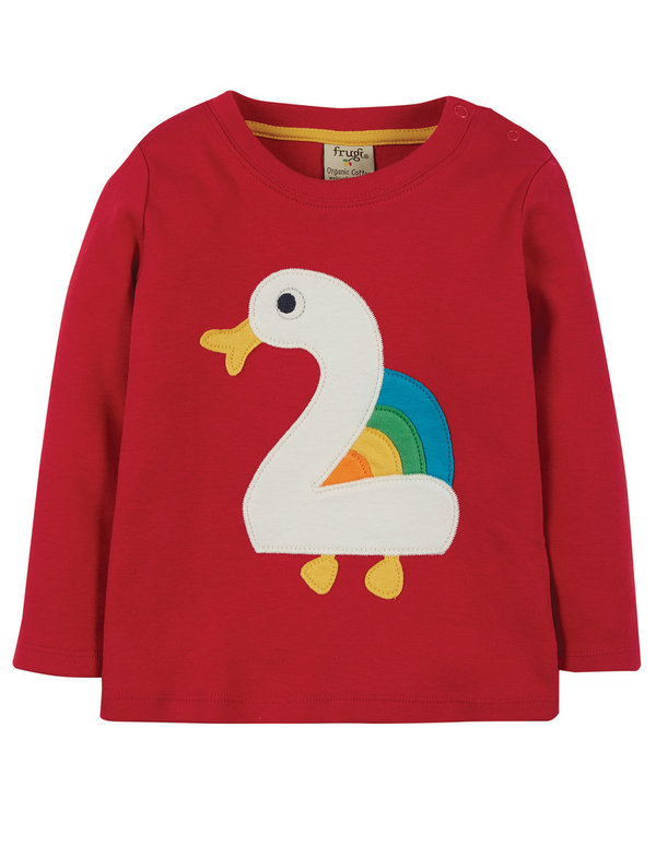 Frugi - Tango Red Duck Magic Nummer T-Shirt 2-3 Jahre - Geburtstags Shirt - 2 Jahr