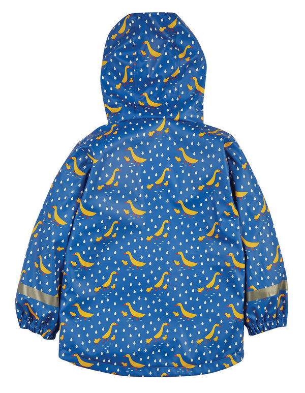 Frugi - little  Puddel Buster Coat Runner Duck - Regenjacke / Matschjacke in blau mit gelben Enten