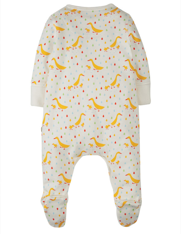 Frugi - Lovely Babygrow Soft White Runner Ducks - Schlafanzug mit Laufenten Druck