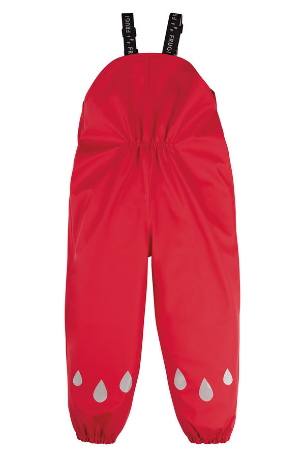 Frugi - little Puddle Buster Trousers - Matschhose in rot mit Reflextropfen