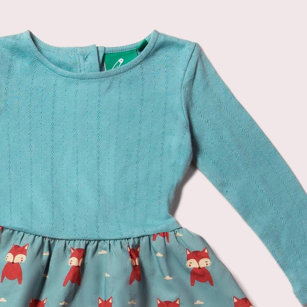 Little Green Radicals - Night Time Foxes Little Twirler Dress  - Kleid mit Fuchs Applikation in mint