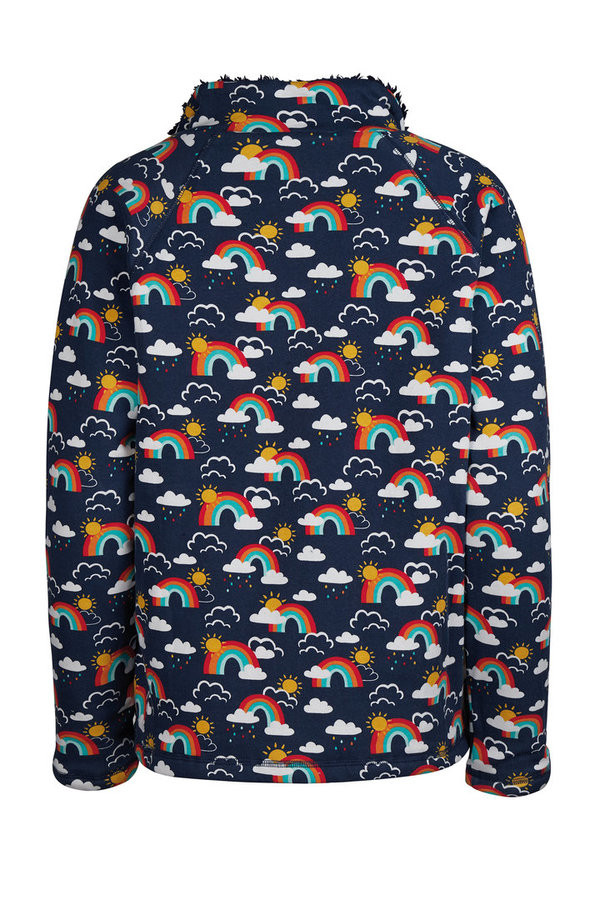 Frugi - Grown Ups Snuggle Fleece Indigo Rainbow- Pullover Snuggle in blau - Wendepulli