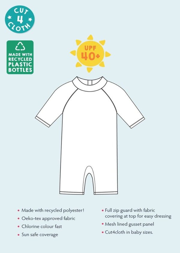 Frugi - Little Sun Safe Suit Shark - UV Schutz Overall - Badeoverall mit Hai Motiv