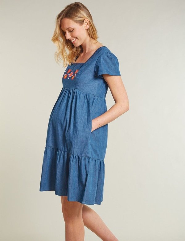 Frugi - Materntiy & Nursing Dress  Floral - Stillkleid, Schwangerschaftskleid in Jeansblau
