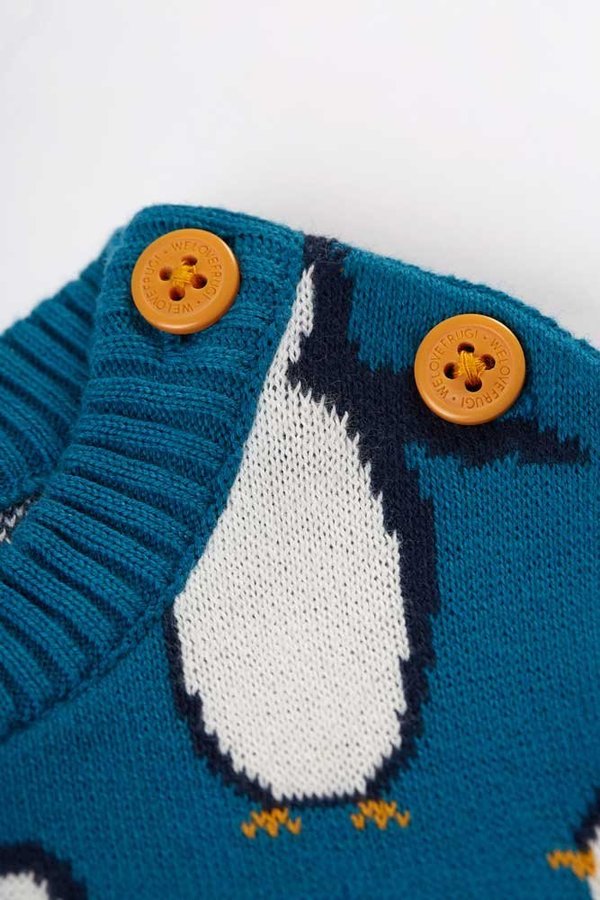 Frugi - Jolly Knitted Jumper - Strickpullover mit Pinguin Design in blau