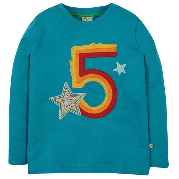 Frugi - Magic Number Top - Langarmshirt mit Geburtstagszahl - Geburtstagsshirt 5-6 Jahre mit Stern