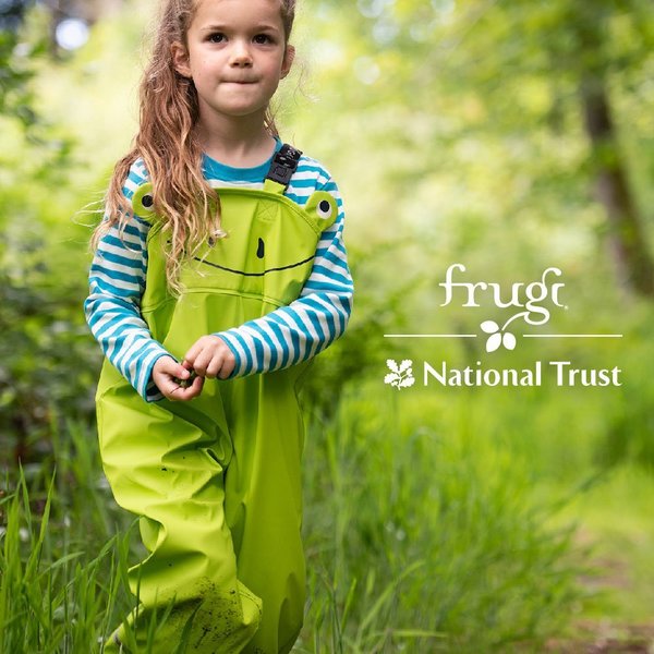 Frugi - Puddle Buster Trousers - Matschhose / Regenhose in Grün mit Froschaugen