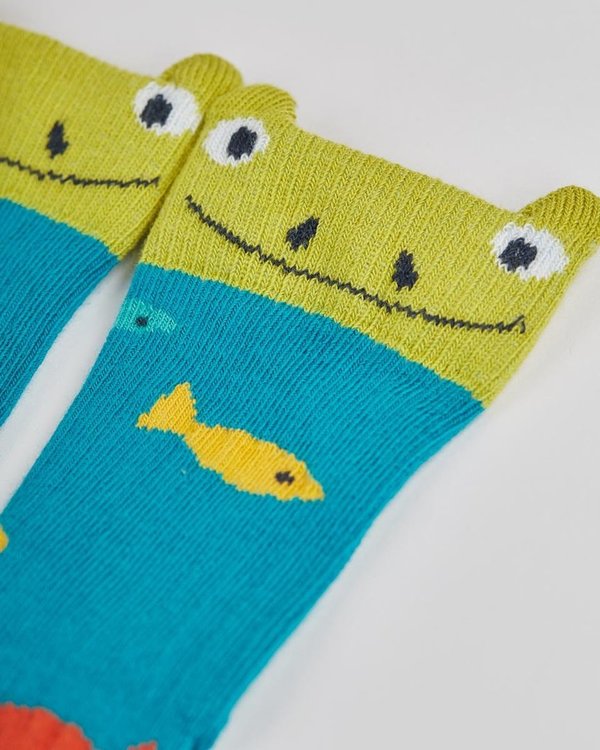 Frugi - Charakter Socks Frog - Socken mit Frosch und Biber Gesicht - 2er Pack