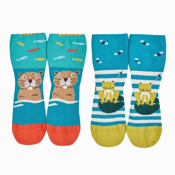 Frugi - Fold Over Socks Beaver 2er Pack - Socken